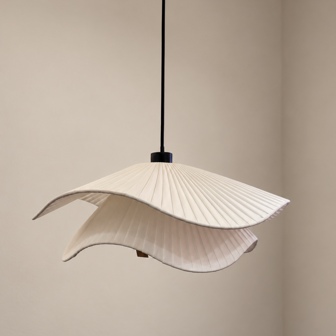CGC Andres White Large 48cm Two Tier Pleated Wave Lamp Shade