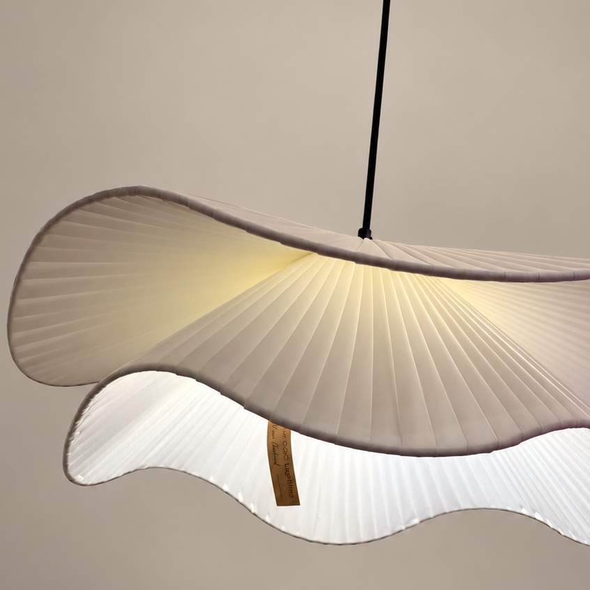 CGC Andres White Large 48cm Two Tier Pleated Wave Lamp Shade
