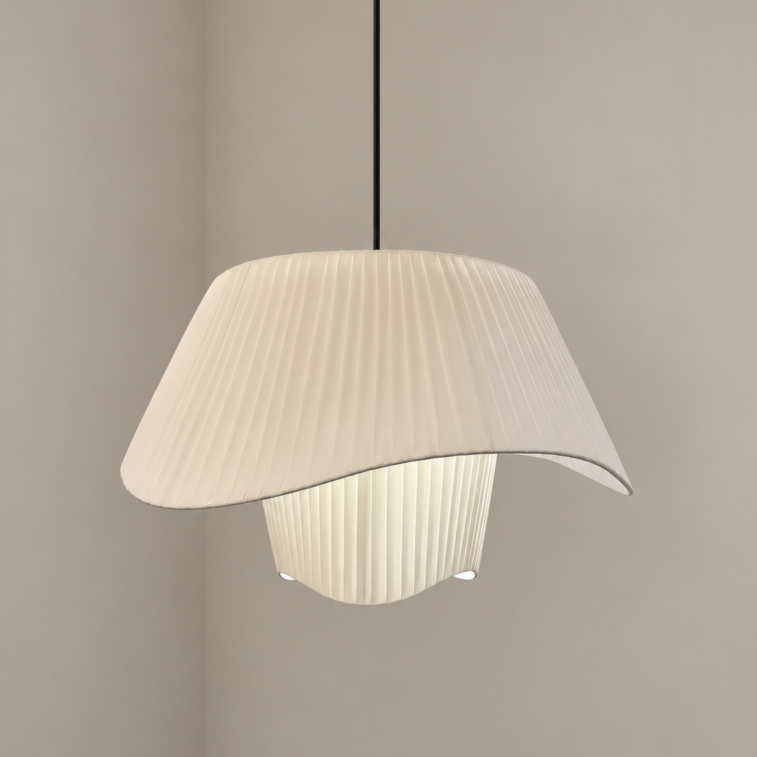CGC Andres White Large 50cm Two Tier Deep Pleated Wave Lamp Shade