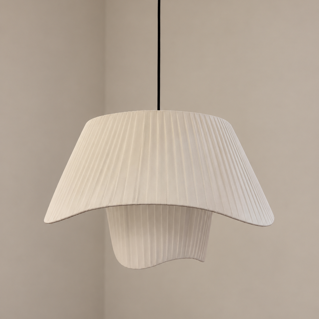 CGC Andres White Large 50cm Two Tier Deep Pleated Wave Lamp Shade