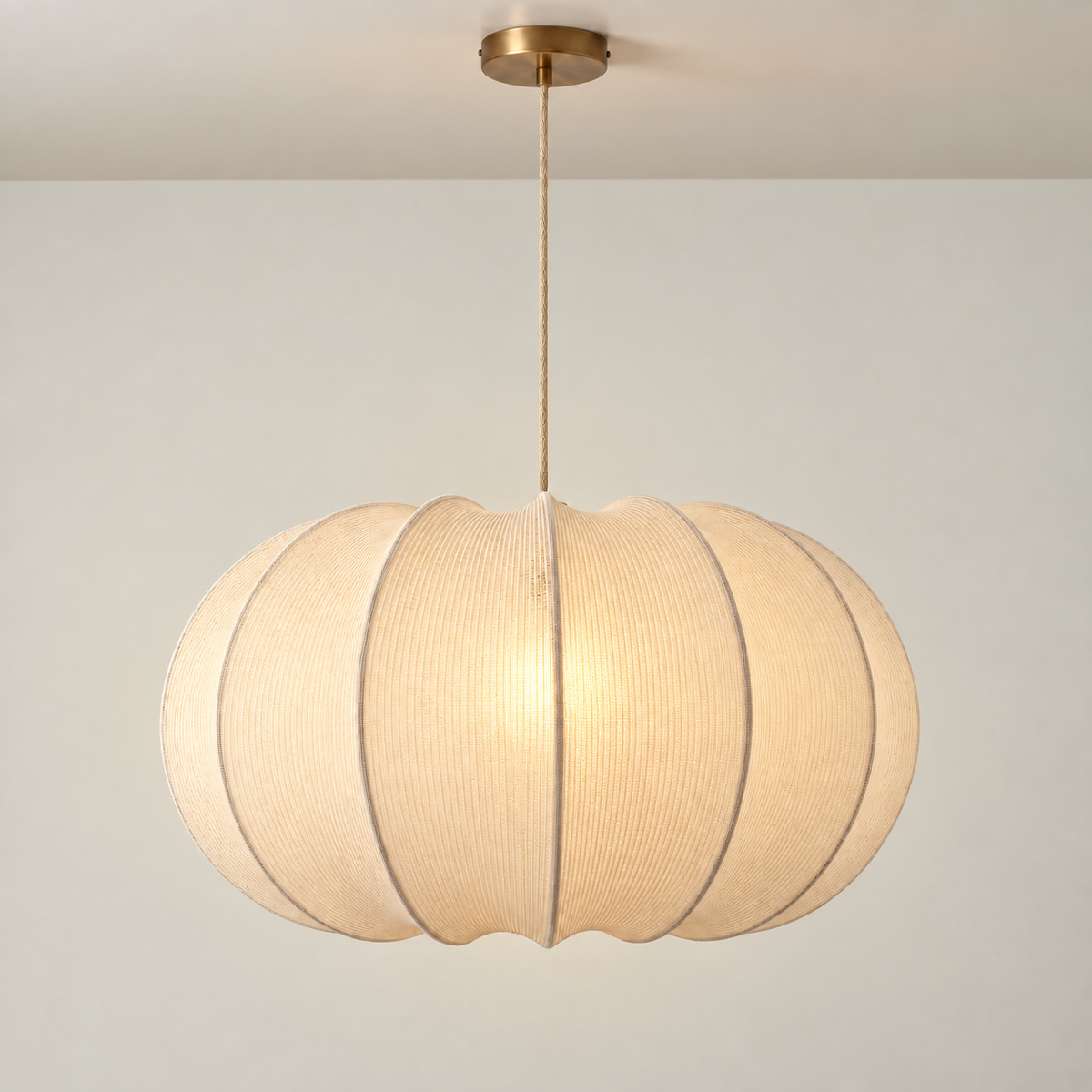 CGC LILA Extra Large 55cm Cream Oval Stretch Ribbed Cotton Fabric Lampshade