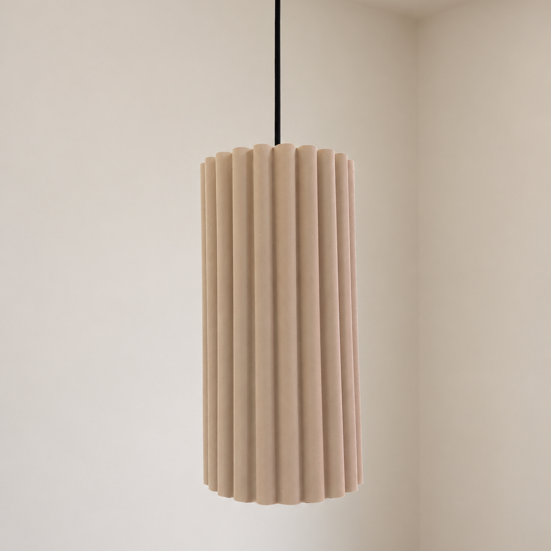 CGC Allegra Pale Grey Fine Scallop Narrow Cylinder Lampshade