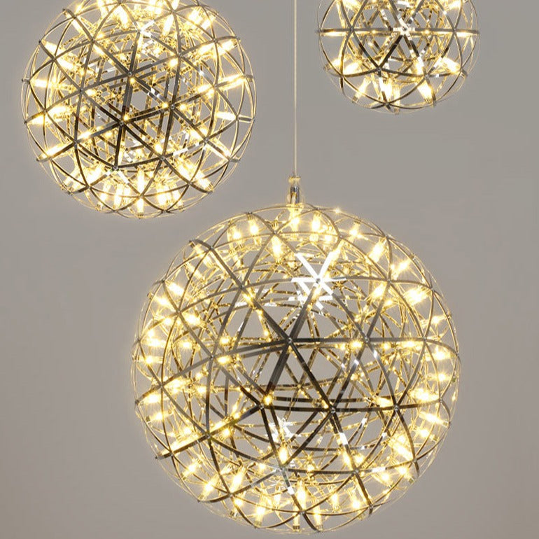CGC FAWKES Warm White Chrome XXXX Large 120cm Silver Firework / Starburst Chandelier