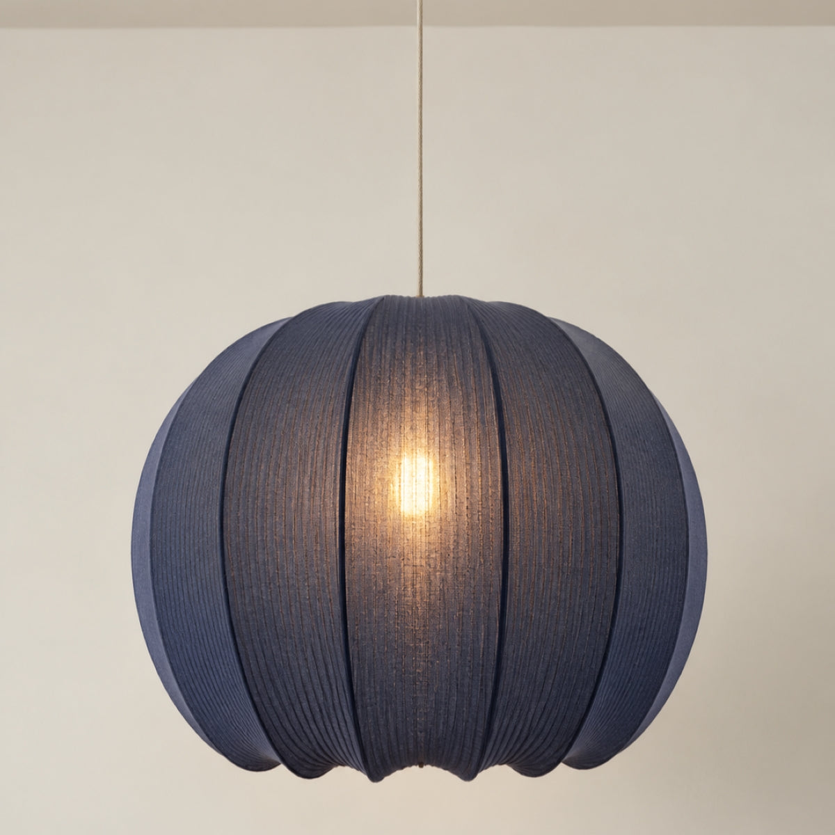 CGC LILA Navy Rounded Ribbed Stretch Cotton Fabric Lampshade