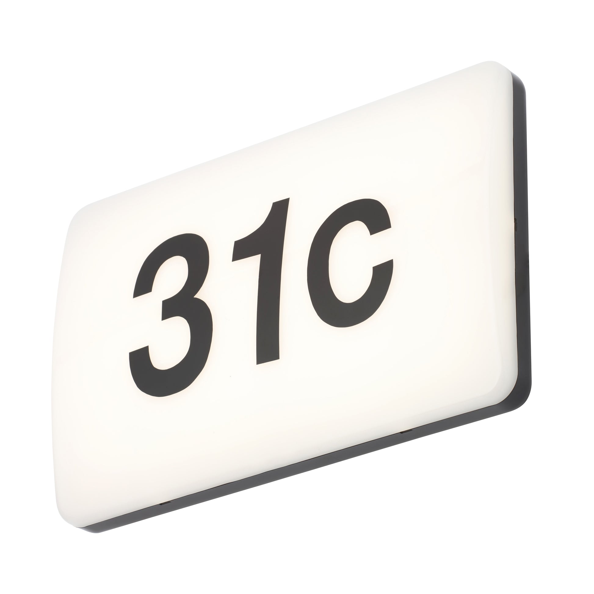 Rectangular white sign with black numbers '31C' on a white background