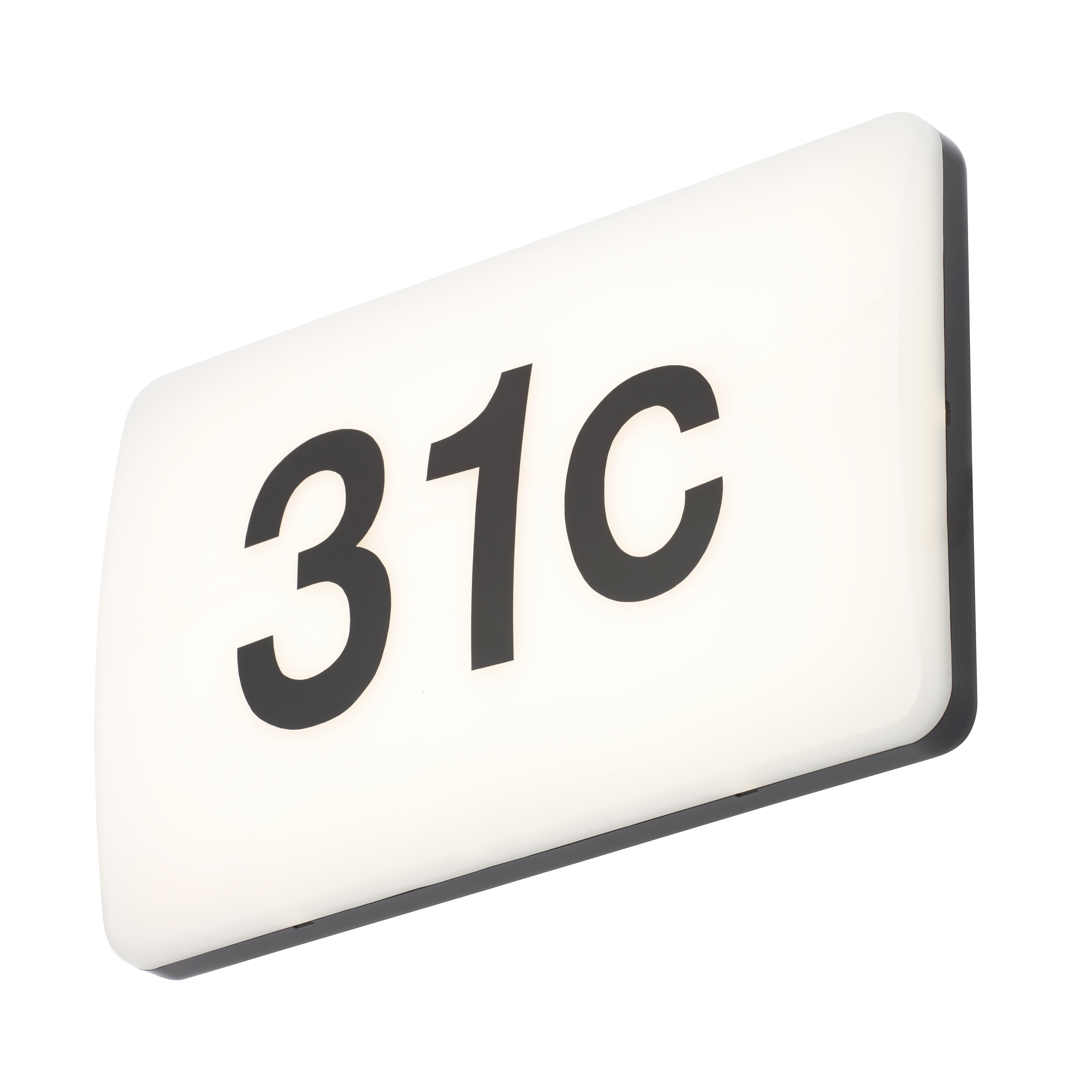 Rectangular white sign with black numbers '31C' on a white background