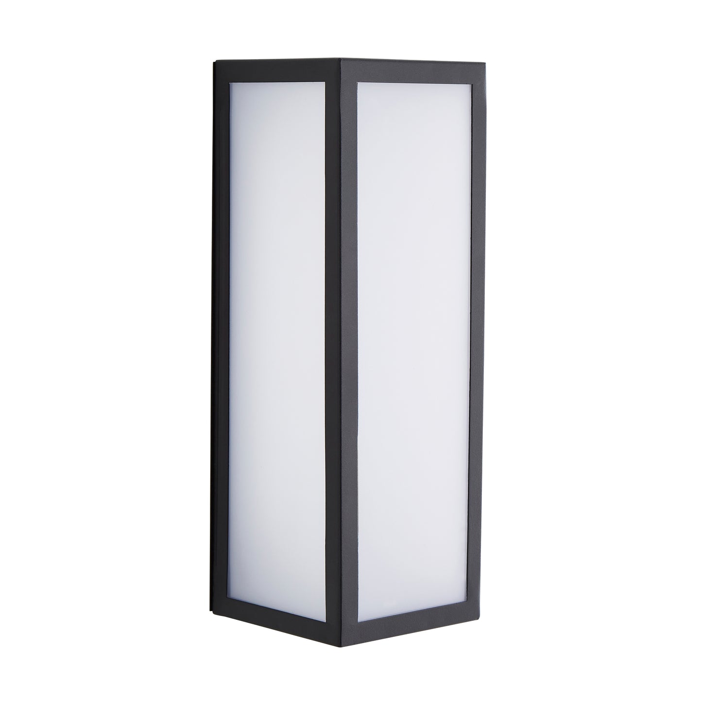 A modern take on a traditional design outdoor wall light perfect for adding style and security The traditional front-door lantern has had a modern make over in the form of our Harri  outdoor wall light with its square black stainless steel construction and completed with opal polycarbonate windows this light this is sure to add an statement to any wall. 