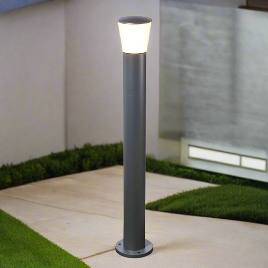 CGC OTIS Anthracite Dark Grey Adjustable Outdoor 80cm Post Light Bollard Opal Diffuser