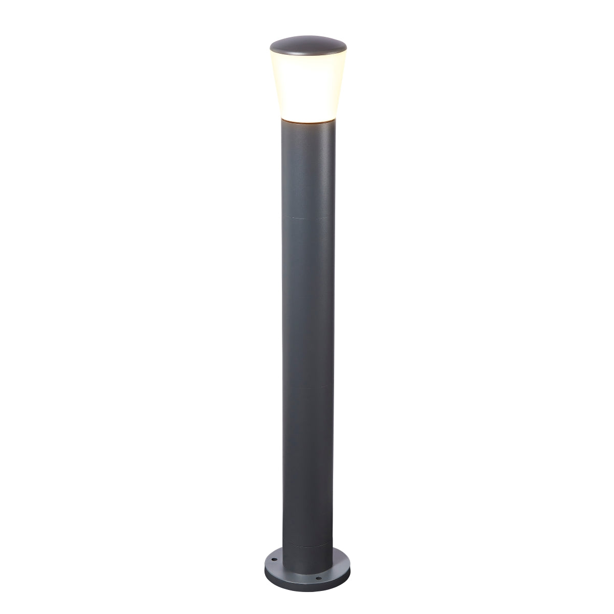 Our Reuben dark grey anthracite outdoor post light would look perfect in a modern or more traditional home design. Outside post lights can provide atmospheric light in your garden, at the front door or on the terrace as well as a great security solution. It is designed for durability and longevity with its robust material producing a fully weatherproof and water resistant light fitting. Height can be adjusted at installation.