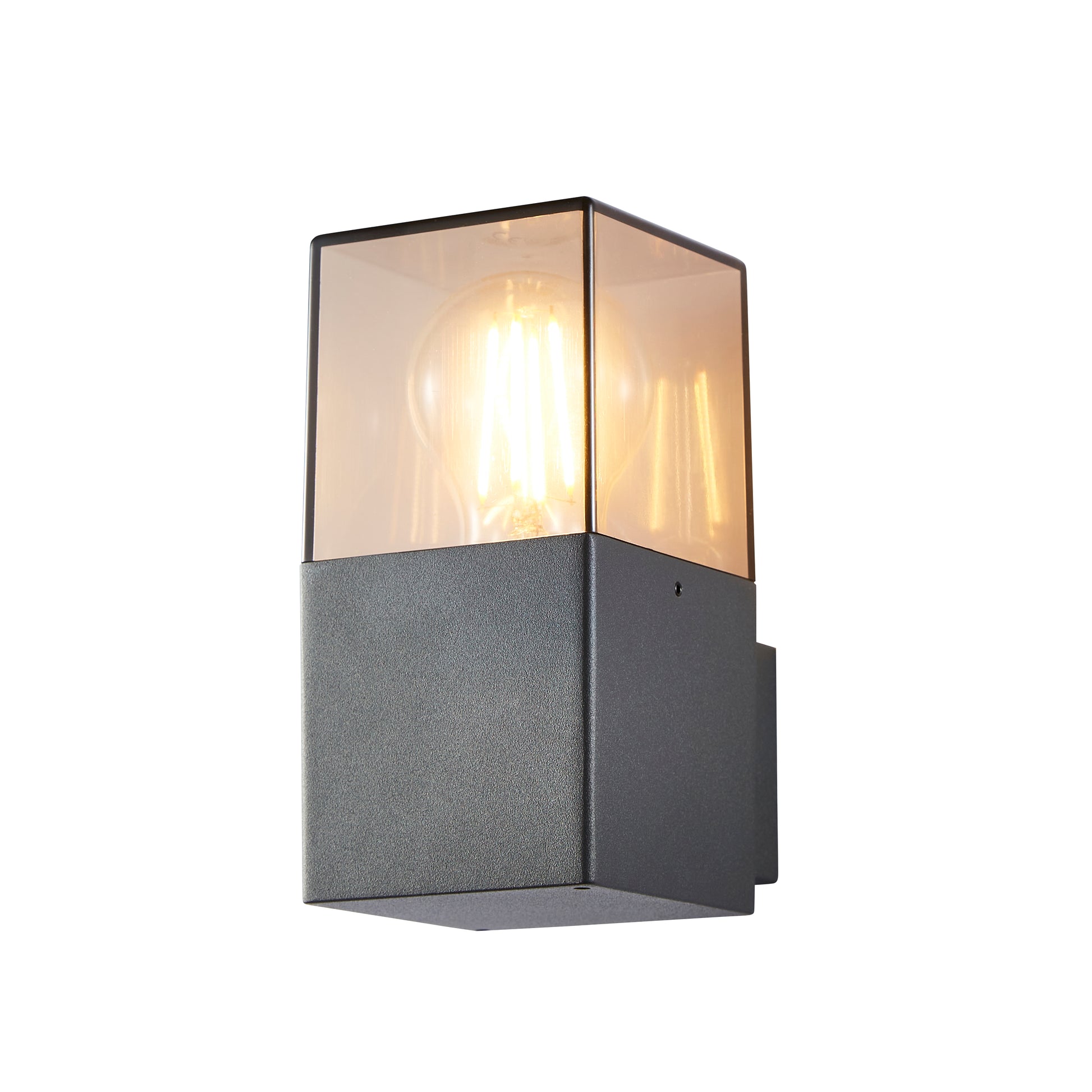 Our Amara grey anthracite outdoor wall light with smoked diffuser would look perfect in a modern or more traditional home design. Outside wall lights can provide atmospheric light in your garden, at the front door or on the terrace as well as a great security solution. It is designed for durability and longevity with its robust material producing a fully weatherproof and water resistant light fitting.