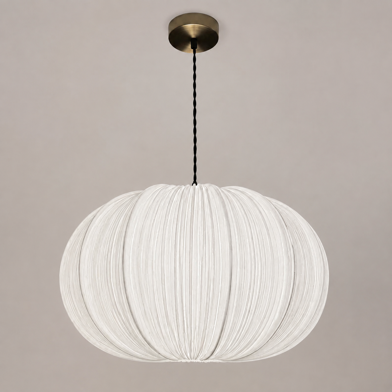 CGC Palmira White Extra Large Oval Stretch Ruffled Silk Fabric Lampshade