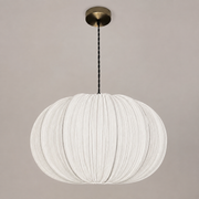 CGC Palmira White Extra Large Oval Stretch Ruffled Silk Fabric Lampshade