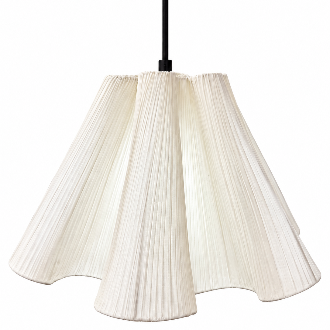 CGC Belle Flower Inspired Large 50cm Deep Scalloped Ruffled Silk Cream Lampshade