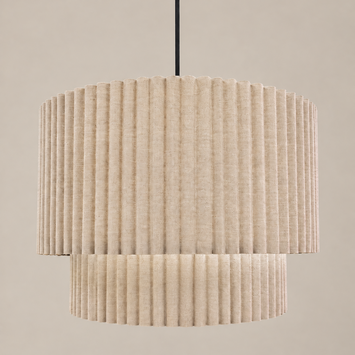 CGC Allegra Oatmeal Linen Fine Scallop Two Tier Extra Large Layer Drum Lampshade