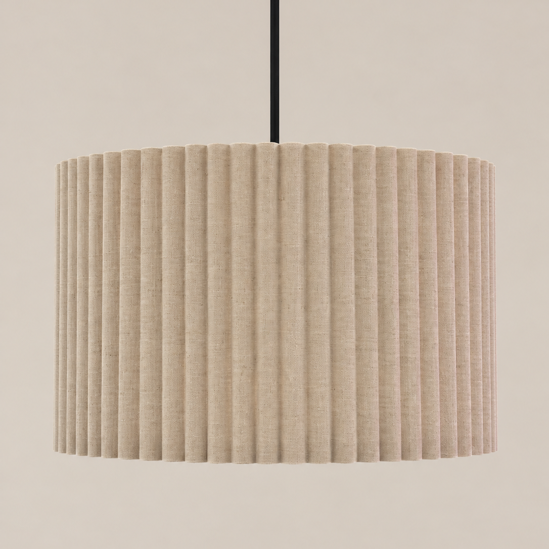 CGC Allegra Oatmeal Linen Fine Scallop Extra Large Drum Lampshade