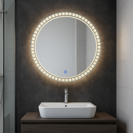 CGC ARIELLA 600mm Round Crystal LED Mirror Light with 3 CCT switch