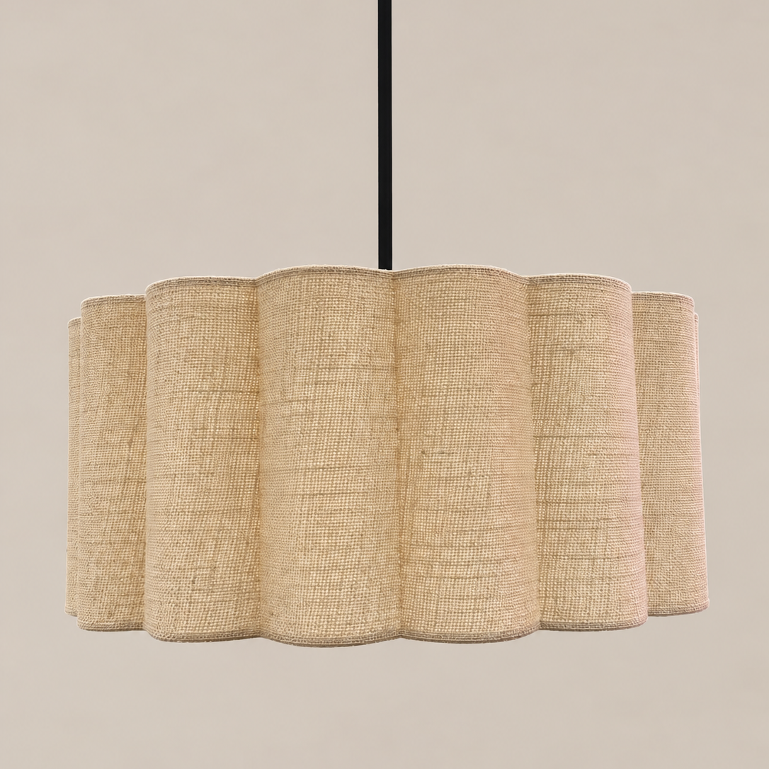 CGC Maria Scalloped Cream Linen Drum Lampshade Large 48cm