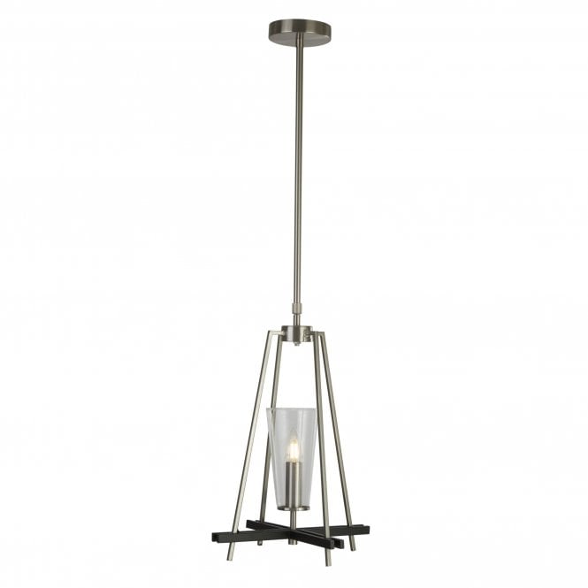 This Danika pendant light has a clear glass conical shade housed in a stain silver and black triangular design. The minimal appearance will add a touch of class and style to any room in your home. Use alone or hang several together for a statement look. The perfect pendant light for breakfast bars and kitchen islands.