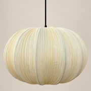 CGC Palmira Cream Large Oval Stretch Ruffled Silk Fabric Lampshade