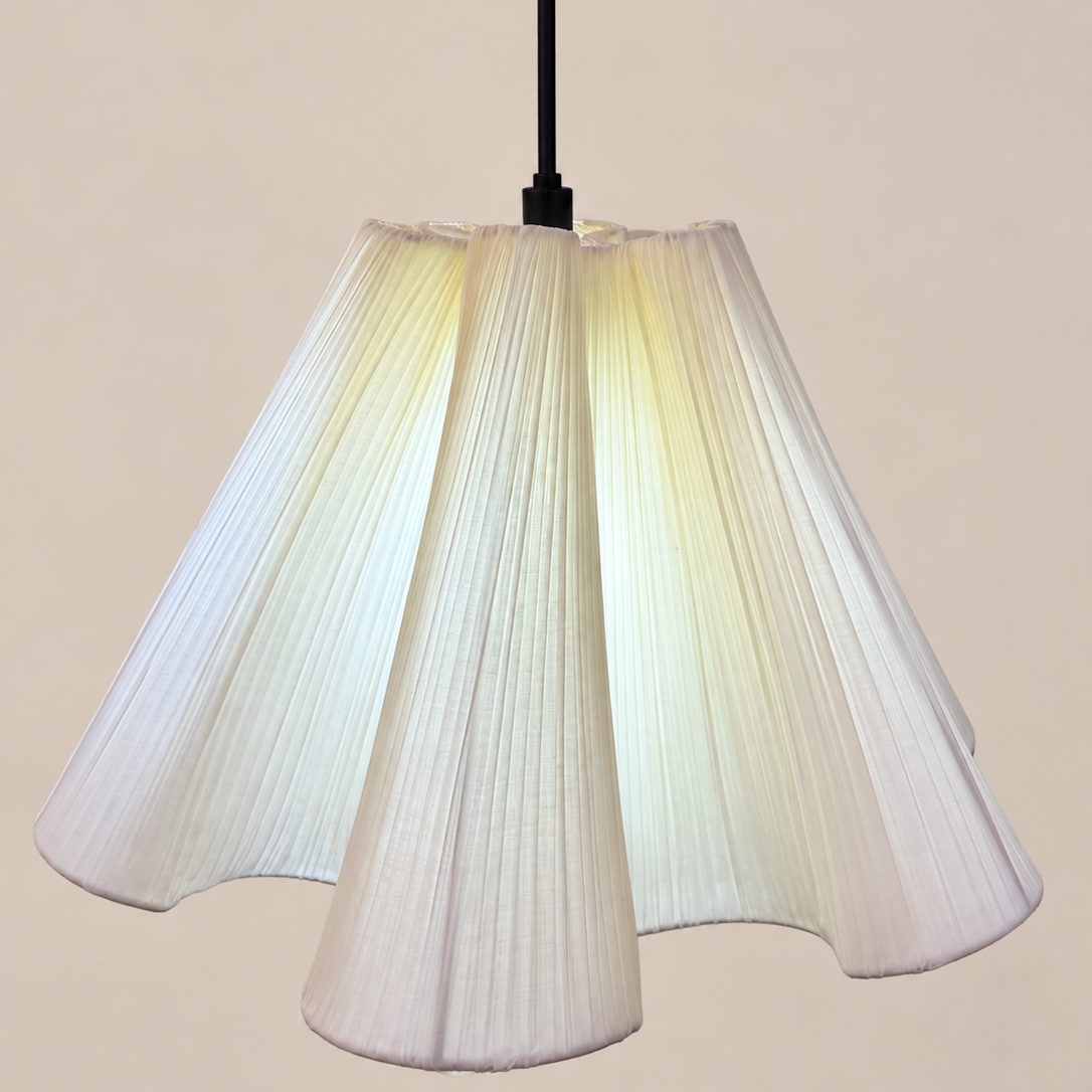 CGC Belle Flower Inspired Large 50cm Deep Scalloped Ruffled Silk Cream Lampshade