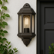 CGC Fred Black Outdoor Half Wall Light Lantern with PIR Motion Sensor