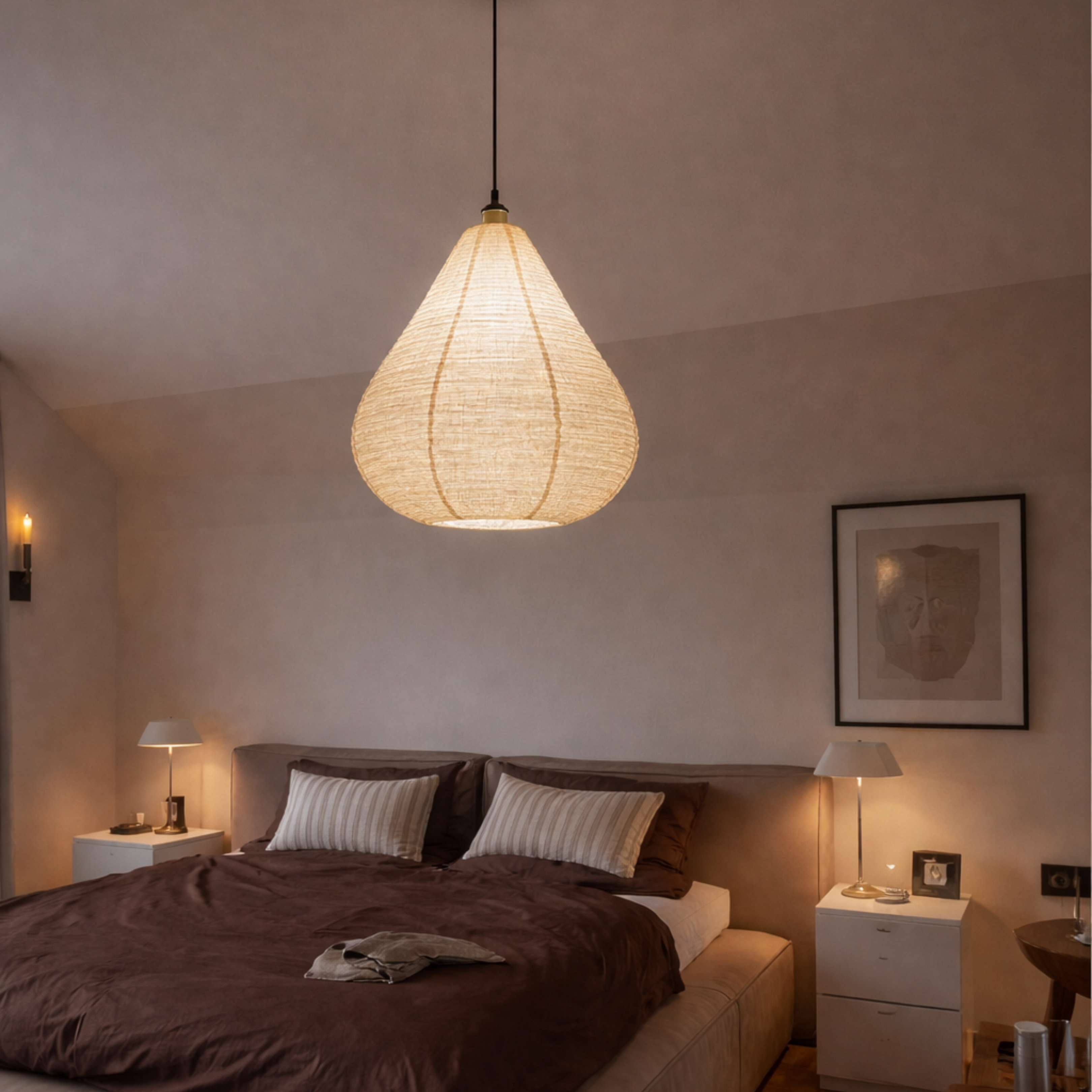 Mabel Oatmeal Linen Large Teardrop Shape Easy Fit Hand Made Lampshade