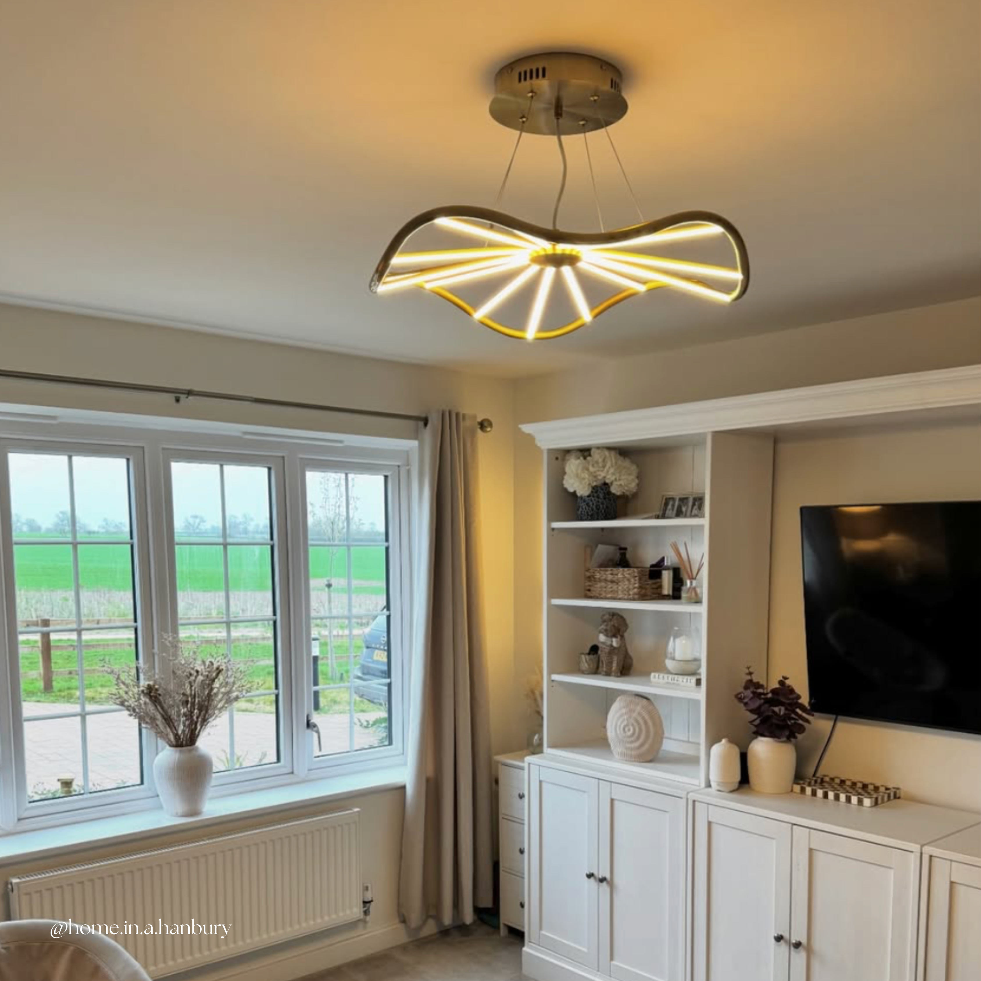 CGC PARAPLU 1 Wave 60cm Satin Gold LED Ceiling Pendant Light Chandelier