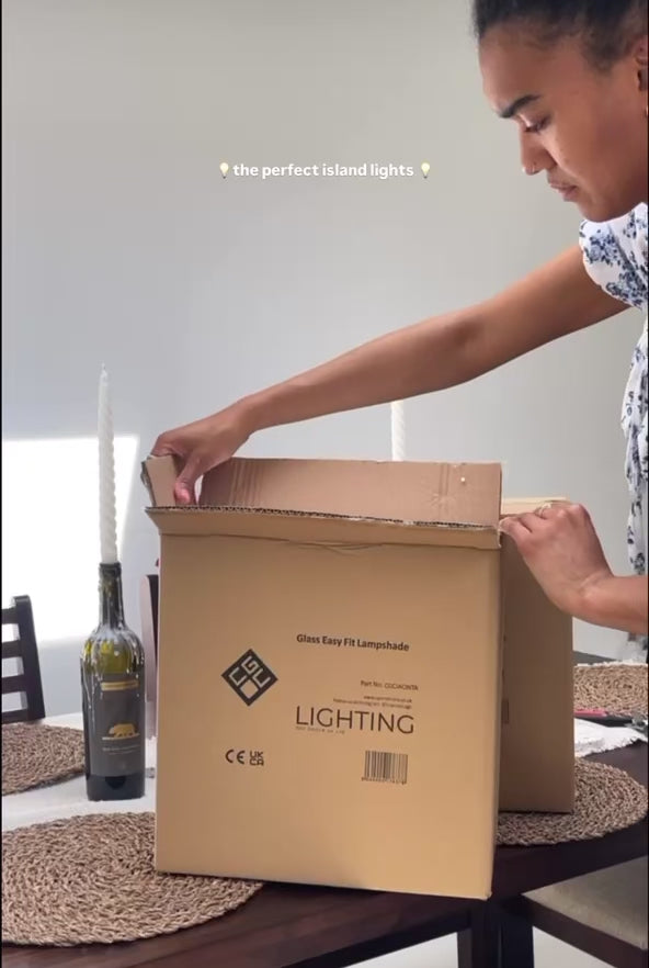 Load video: CGC JACINTA Clear Glass Ribbed Lampshade