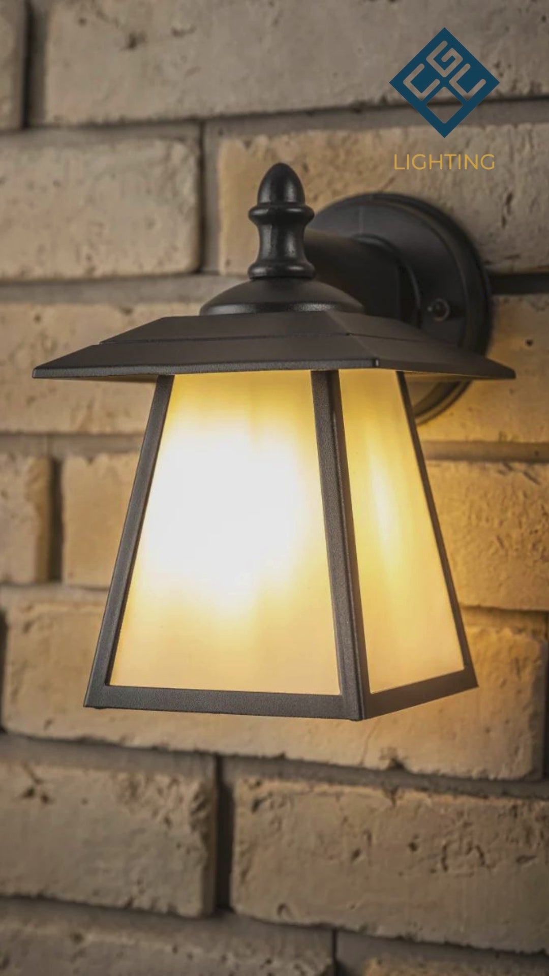 Load video: CGC CELINE Black Outdoor Wall Light Vintage Opal Diffuser E27 Standard Screw IP44