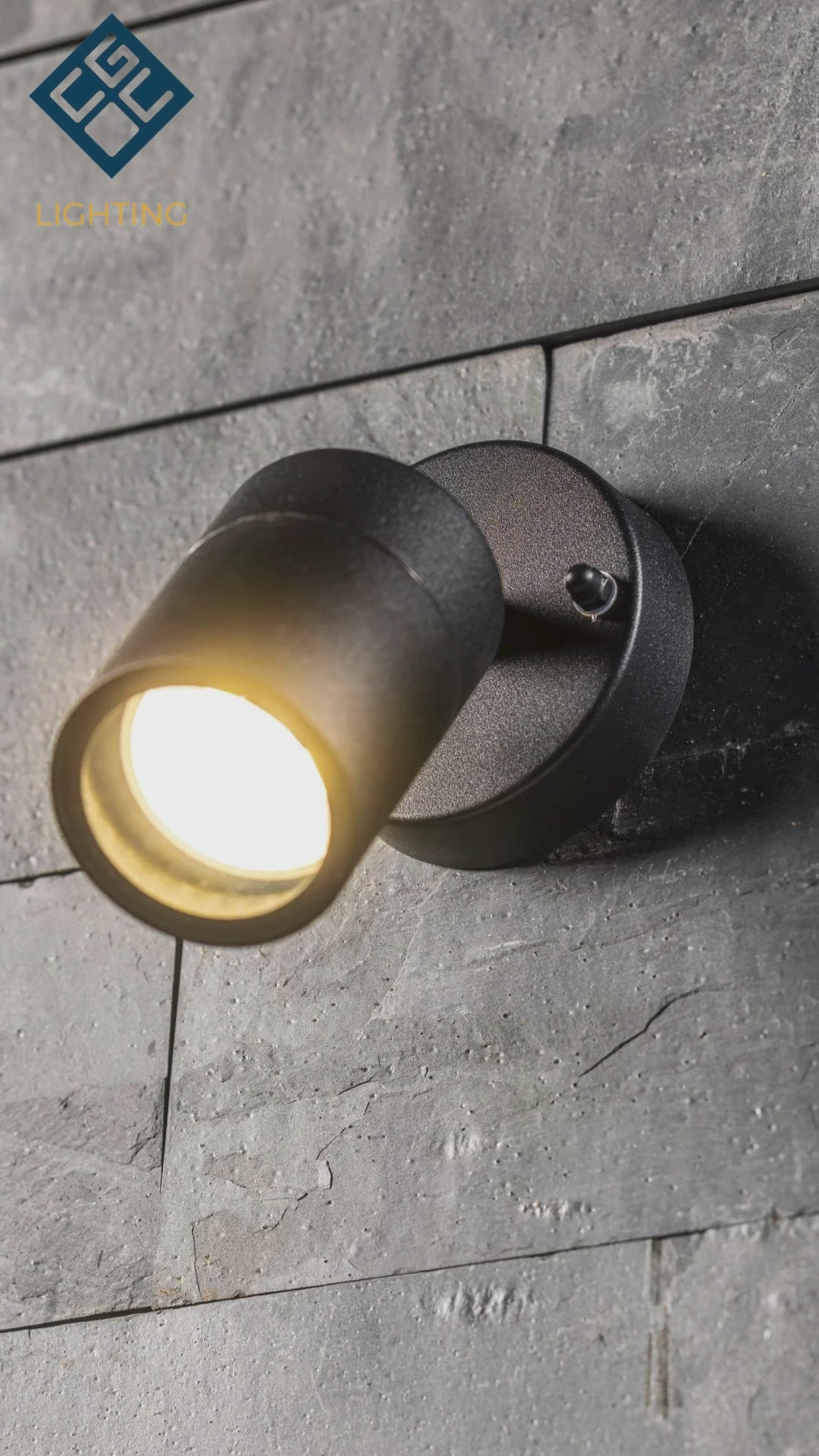 Load video: CGC LEON Black Stainless Steel GU10 Down Outdoor Wall Light IP44
