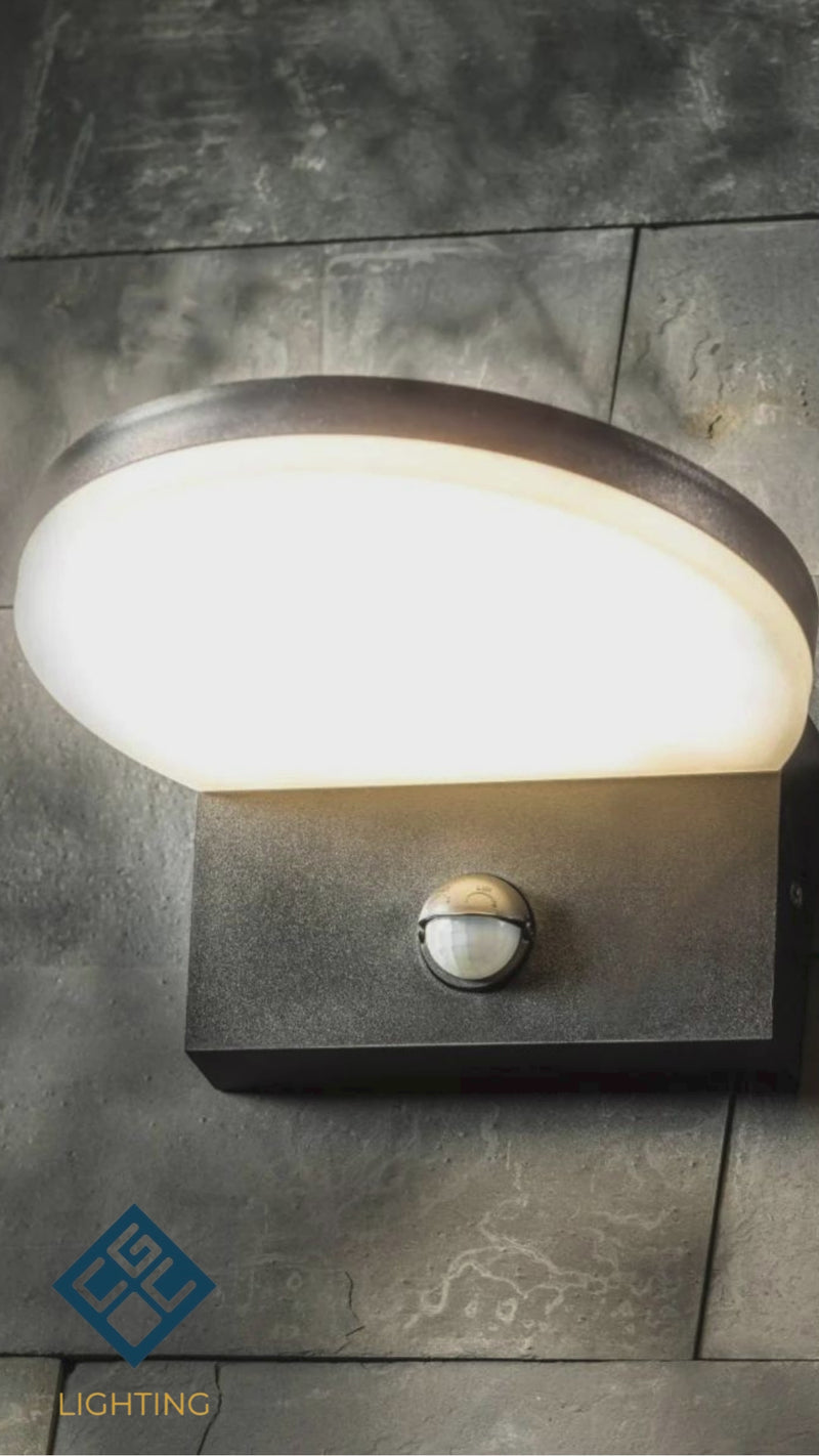 Our Aubrey black plastic ABS plastic outdoor wall mounted round outdoor light with built in LED's and motion sensor would look perfect in a modern or more traditional home design. Outside wall lights can provide atmospheric light in your garden, at the front door or on the terrace as well as a great security solution. It is designed for durability and longevity with its robust material producing a fully weatherproof and water resistant light fitting.