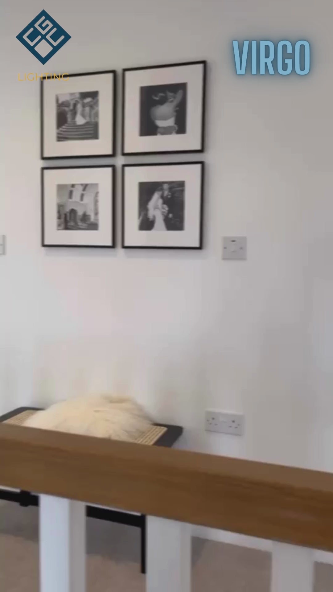 Load video: CGC VIRGO Curved Black LED Rechargeable Magnetic USB Over Picture Wall Light