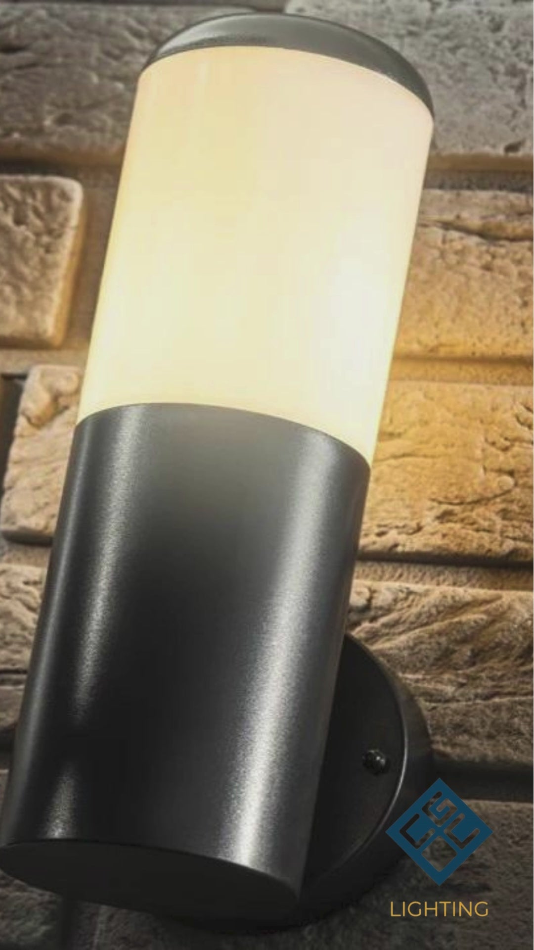 Load video: CGC HUMERA Round Cylinder Black Outdoor Wall Light