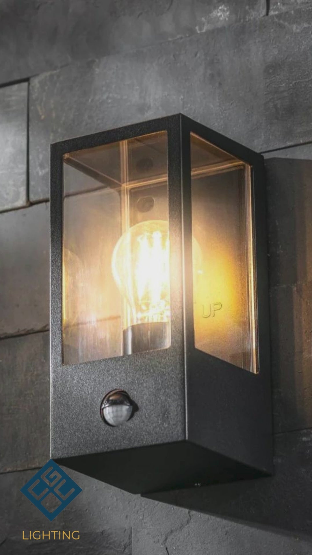 Load video: CGC MARINA Black E27 Outdoor Wall Light Box Lantern Clear Diffuser IP44