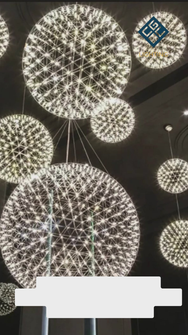 Our striking silver starburst light is inspired by elements of the night sky, comprising of delicately crafted steel and covered in LED lights  The light will create a talking point in any space and can be placed together with the other size starburst lights to create something truly spectacular 