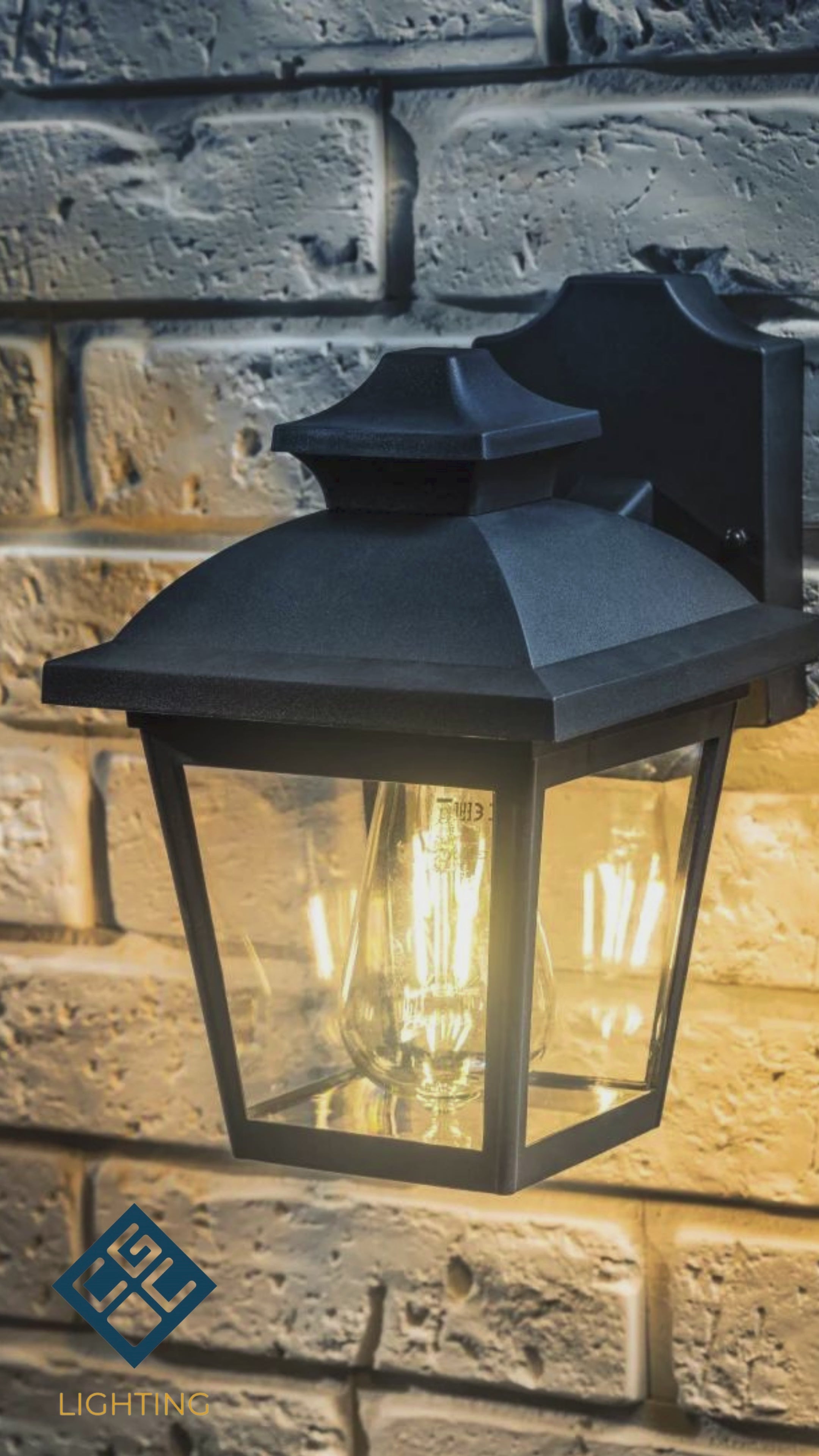 Load video: CGC HOPE Black Outdoor Wall Lantern Light