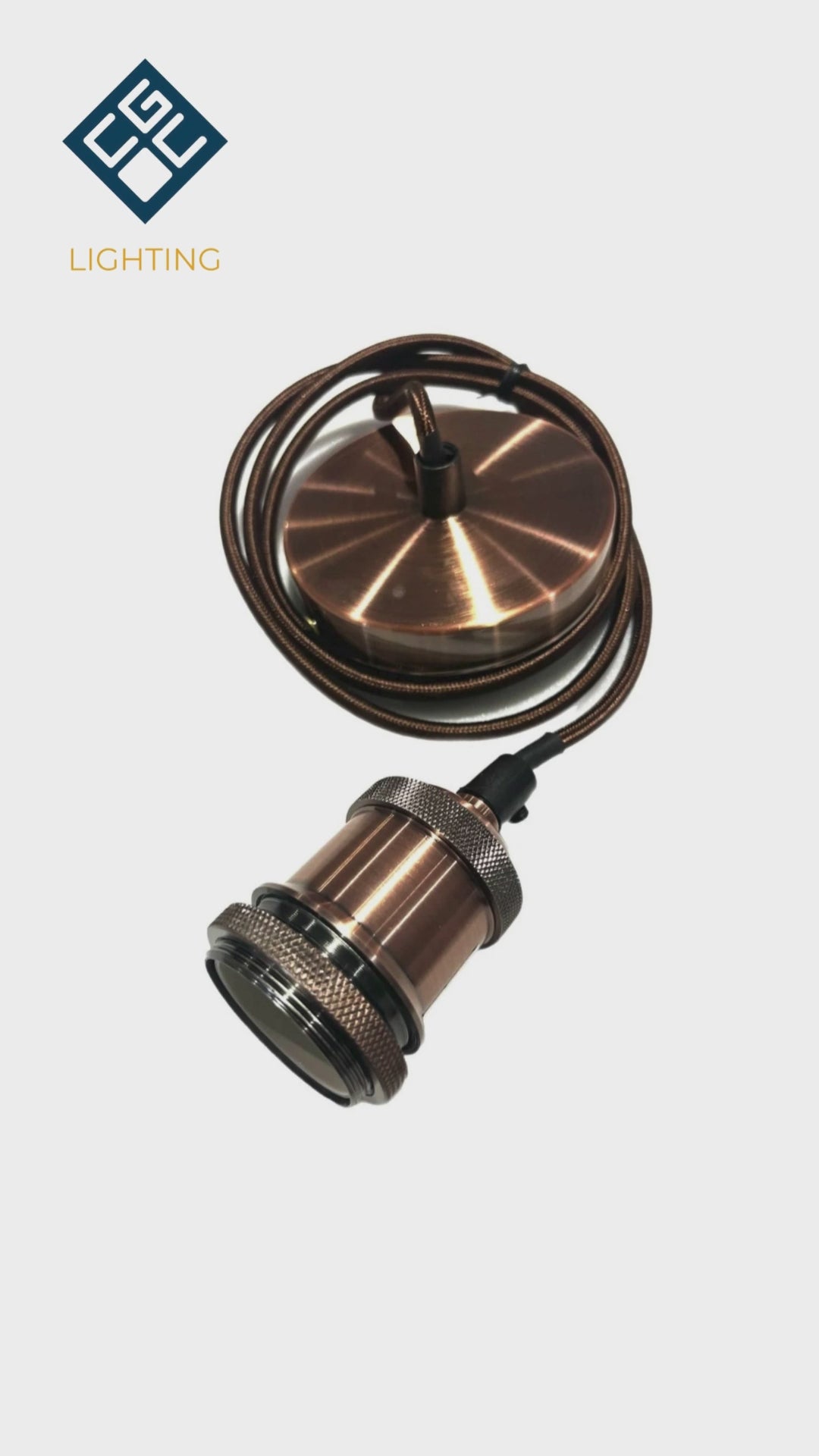 Load video: CGC ADA Black 1.5m adjustable E27 Ceiling Pendant and Matching ceiling Rose