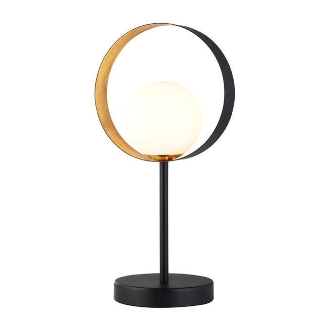 CGC ORBIT Table Lamp - Black Metal, Gold Leaf & Opal Glass