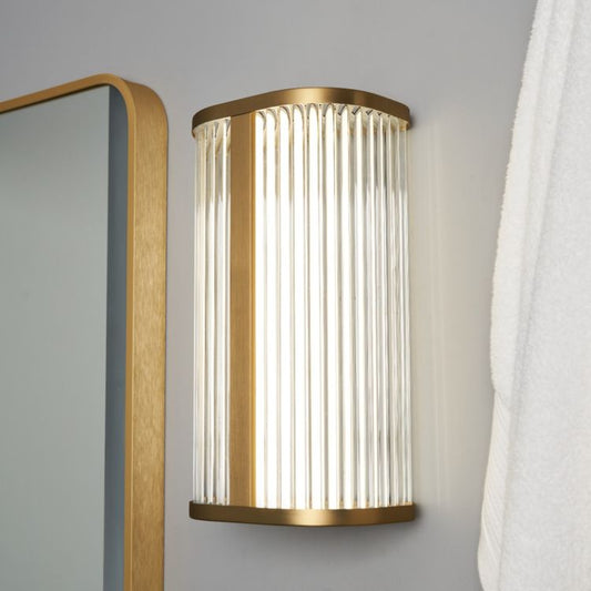 CGC ANAIS Satin Brass 8W LED Wall Light Ribbed Diffuser