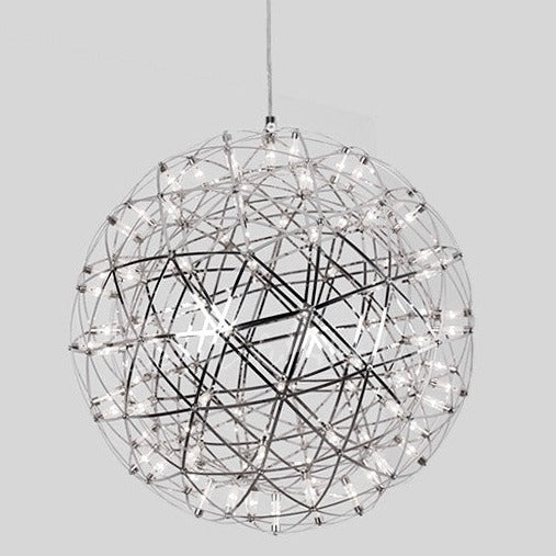 Our striking 80cm XXL large silver starburst light is the perfect way to make a statement with your interiors. It is inspired by elements of the night sky, comprising of a delicately crafted stainless steel round spherical shape and perfectly finished in LED lights