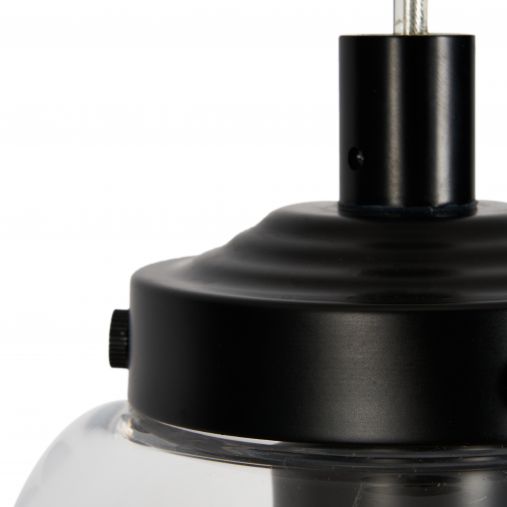 CGC AMELIA Clear Glass Lampshade E27 Pendant Cord with Black Base IP44 Suitable For Bathrooms
