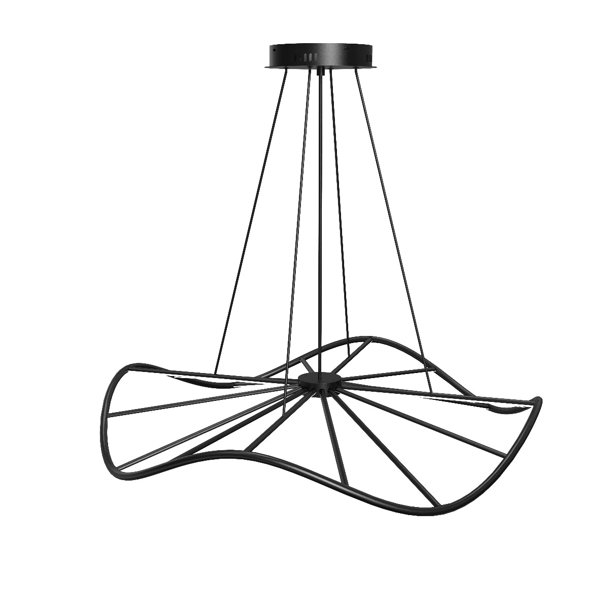 CGC PARAPLU 1 Wave 60cm Matt Black LED Ceiling Pendant Light Chandelier