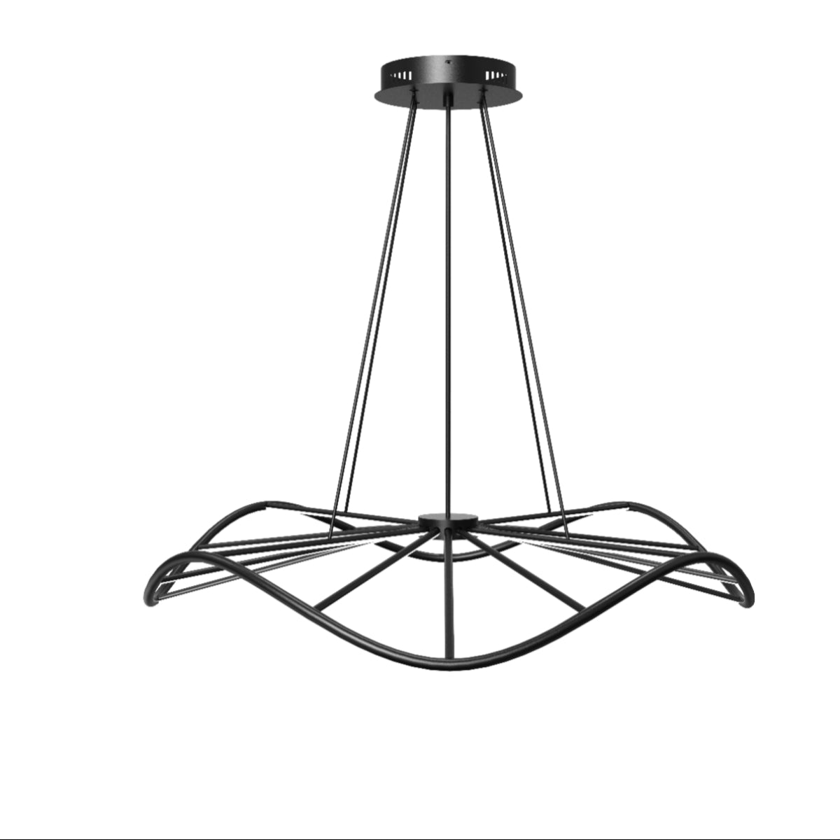CGC PARAPLU 1 Wave 90cm Matt Black LED Ceiling Pendant Light Chandelier