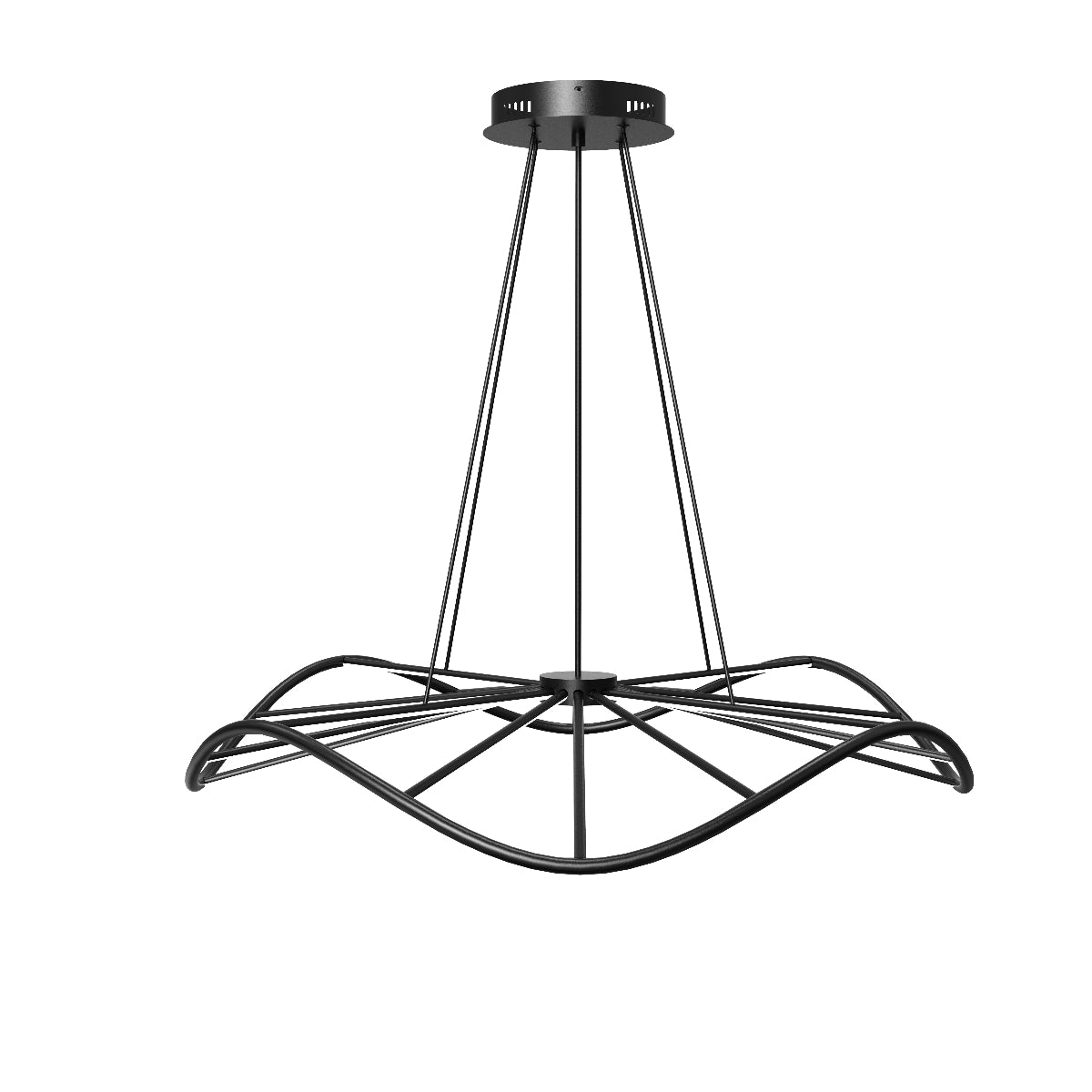 CGC PARAPLU 1 Wave 60cm Matt Black LED Ceiling Pendant Light Chandelier