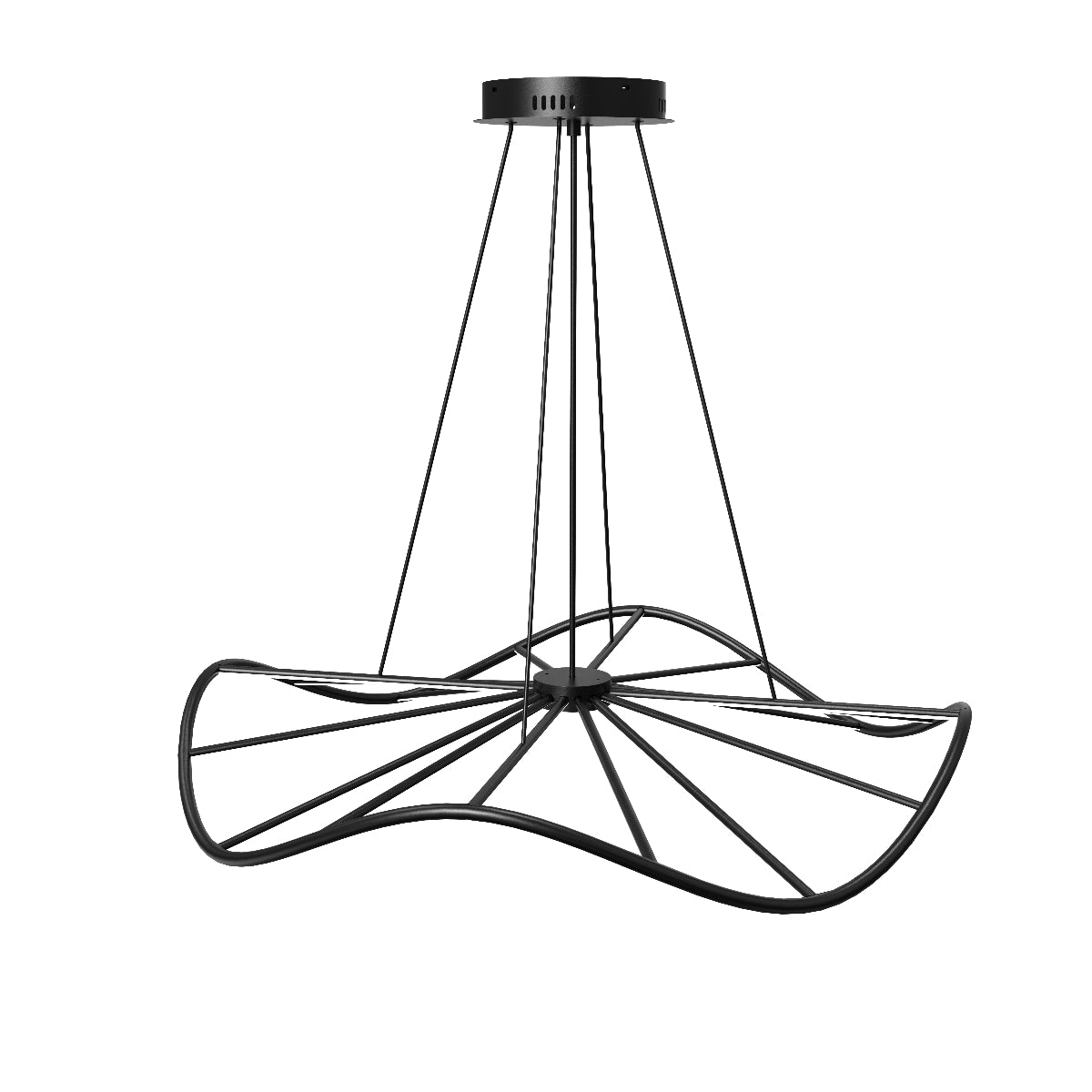 CGC PARAPLU 1 Wave 60cm Matt Black LED Ceiling Pendant Light Chandelier