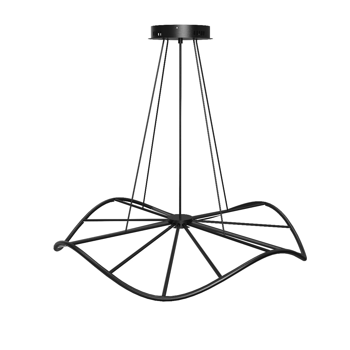 CGC PARAPLU 1 Wave 90cm Matt Black LED Ceiling Pendant Light Chandelier