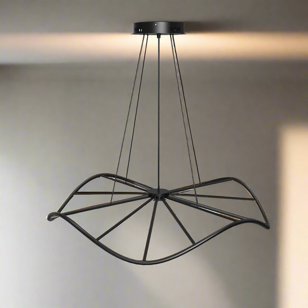 CGC PARAPLU 1 Wave 60cm Matt Black LED Ceiling Pendant Light Chandelier