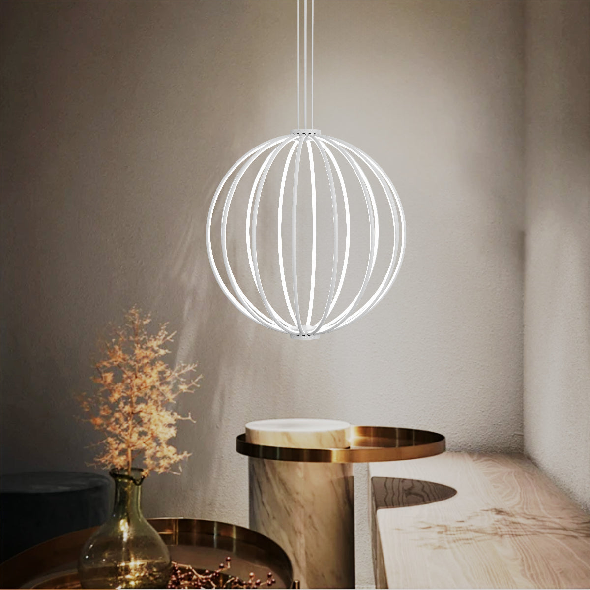 CGC PARAPLU 3 White 45cm Globe LED Ceiling Pendant