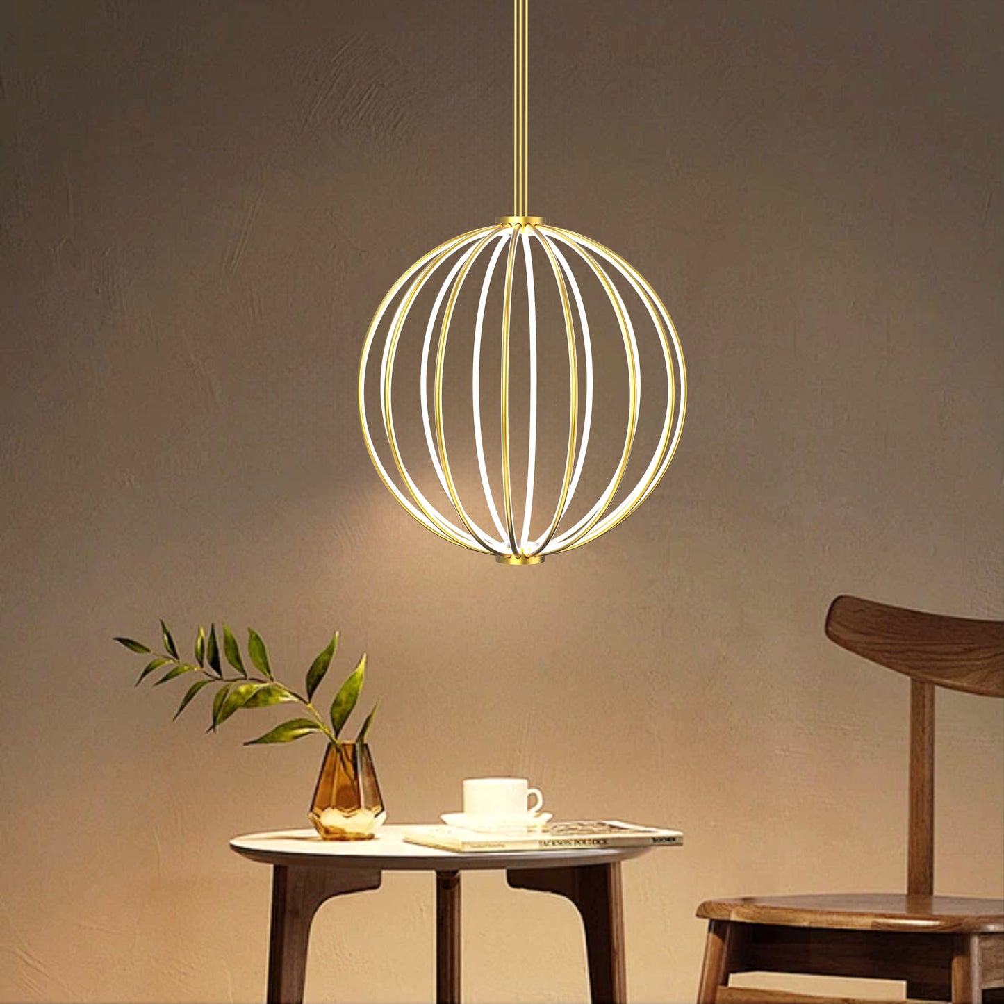 CGC PARAPLU 3 Globe 90cm Satin Gold LED Ceiling Pendant Light