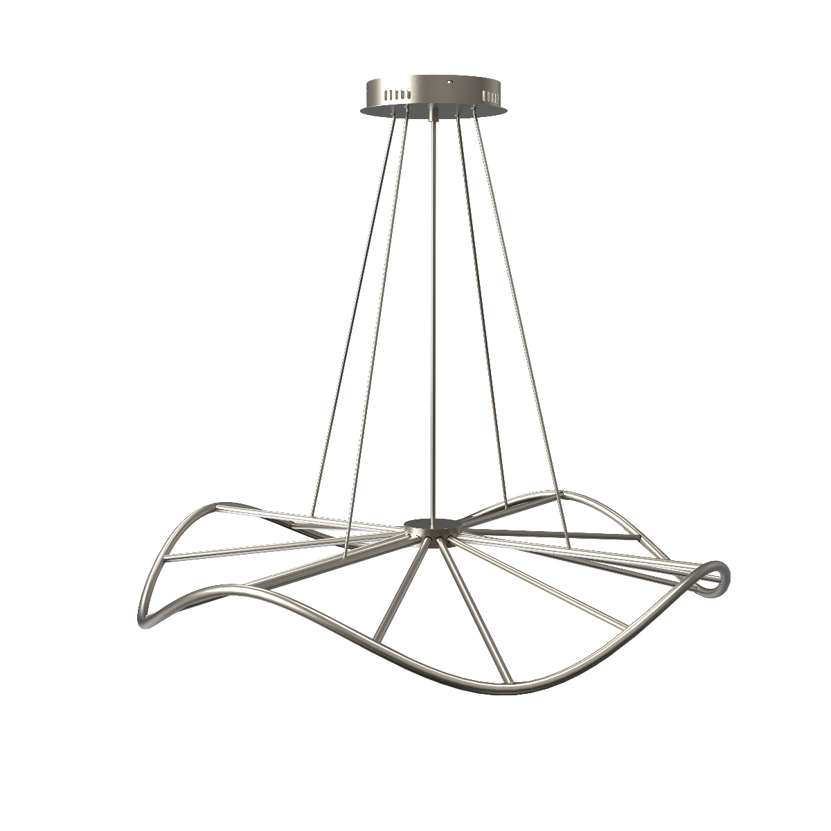CGC PARAPLU 1 Wave 90cm Satin Nickel LED Ceiling Pendant Light Chandelier